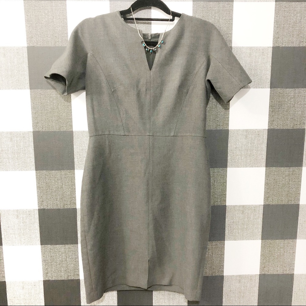 Ann Taylor Gray Sheath V-neck  dress